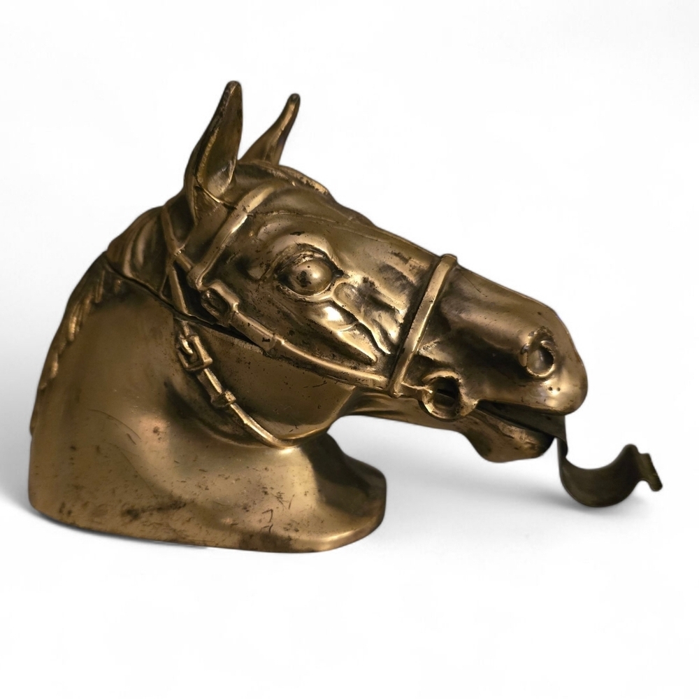 Vintage Brass Horse Head Tape Dispenser | Ted Arnold Ltd. | Equestrian Desk